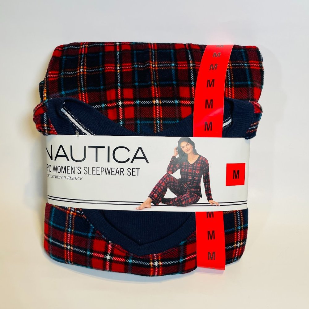 Nautica 2 Piece Womens Sleep Wear Set Stretch Fleece size M